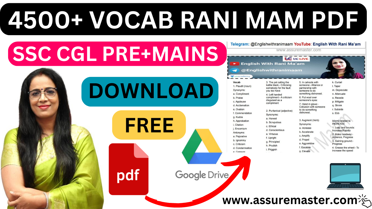 Rani Mam Vocab pdf Samundar manthan A4 Size | SSC